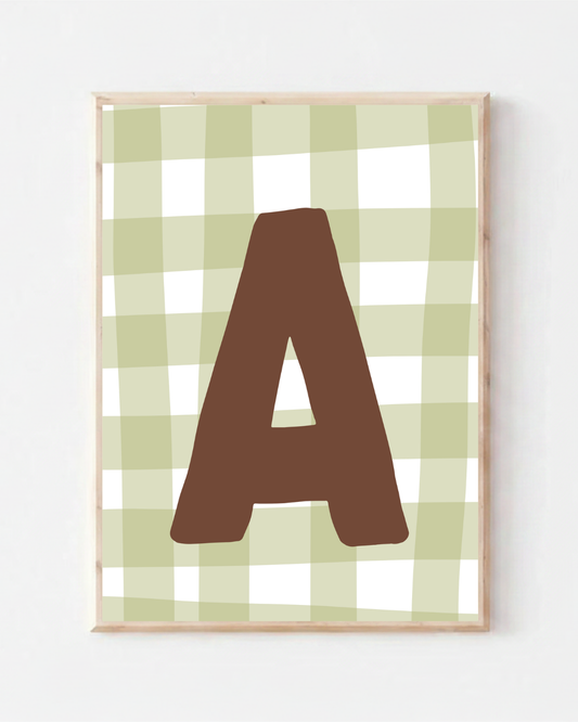 Olive Gingham Initial