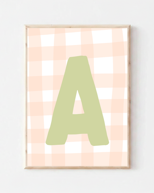 Pink Gingham Initial
